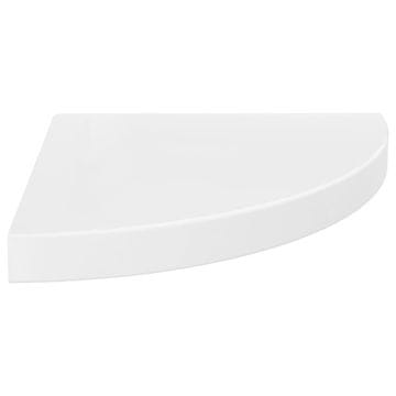 Vidaxl Kotna polica visok sijaj bela 35x35x3,8 cm MDF