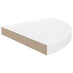 Vidaxl Kotna polica visok sijaj bela 35x35x3,8 cm MDF