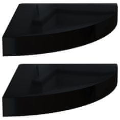 Vidaxl Kotne police 2 kosa visok sijaj črne 25x25x3,8 cm MDF
