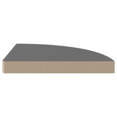 Vidaxl Kotna polica visok sijaj siva 35x35x3,8 cm MDF