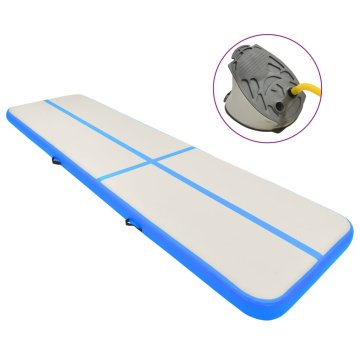 shumee vidaXL Napihljiva gimnastična podloga s tlačilko 800x100x15 cm modra