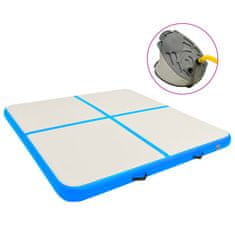 shumee vidaXL Napihljiva gimnastična podloga s tlačilko 200x200x20 cm modra