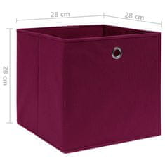 shumee Škatle 10 kosov netkano blago 28x28x28 cm temno rdeče