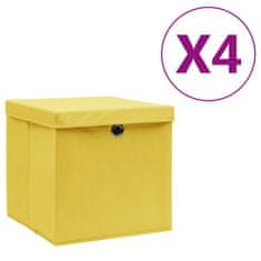 Greatstore Škatle s pokrovi 4 kosi 28x28x28 cm rumene