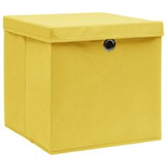 Greatstore Škatle s pokrovi 4 kosi 28x28x28 cm rumene