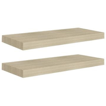 Vidaxl Stenske police 2 kosa barva hrasta 60x23,5x3,8 cm MDF