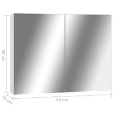 shumee Kopalniška omarica z ogledalom bela 80x15x60 cm MDF