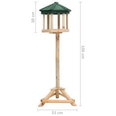 Vidaxl Stoječa hranilnica za ptice trden les jelke 33x106 cm
