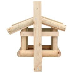Vidaxl Ptičja hranilnica iz trdnega lesa 35x29,5x21 cm