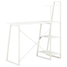 Vidaxl Pisalna miza s policami bela 102x50x117 cm