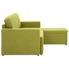 Greatstore Trosed modularni kavč z ležiščem zelen iz blaga