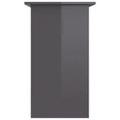 Vidaxl Pisalna miza visok sijaj siva 80x45x74 cm iverna plošča