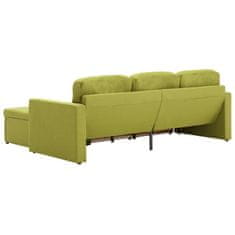 Greatstore Trosed modularni kavč z ležiščem zelen iz blaga