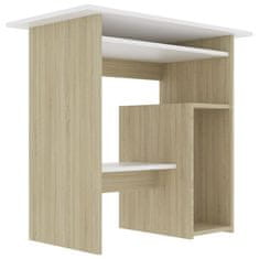 Vidaxl Pisalna miza bela in sonoma hrast 80x45x74 cm iverna plošča