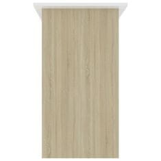 Vidaxl Pisalna miza bela in sonoma hrast 80x45x74 cm iverna plošča