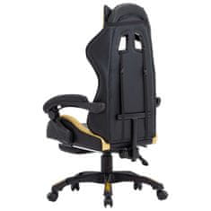 Vidaxl Racing stol z oporo za noge zlato in črno umetno usnje