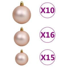 Vidaxl Umetna novoletna jelka z LED lučkami in bučkami bela 210 cm