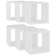 Vidaxl Stenske police kockaste 6 kosov bele 22x15x22 cm