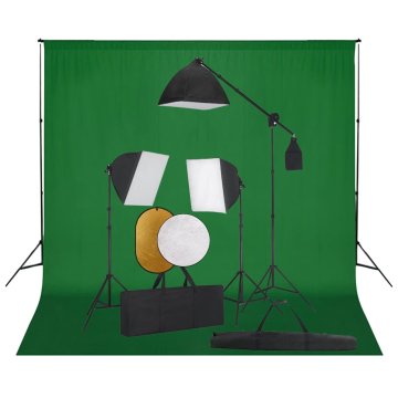 Vidaxl Foto studijski komplet s softboxi, ozadjem in odbojnikom