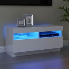 Vidaxl TV omarica z LED lučkami visok sijaj bela 80x35x40 cm