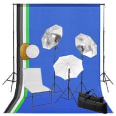 Vidaxl Studijski set s svetilkami, dežniki, ozadji in mešanicami