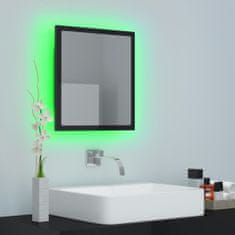 Greatstore LED kopalniško ogledalo visok sijaj črno 40x8,5x37 cm