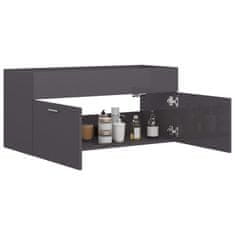 Vidaxl Omarica za umivalnik visok sijaj siva 100x38,5x46 cm iverna pl.