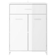 Greatstore Kopalniška omarica visok sijaj bela 60x33x80 cm iverna plošča