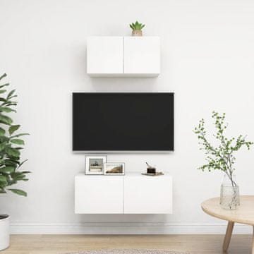 Vidaxl vidaXL 2-delni TV komplet, bel, material na osnovi lesa