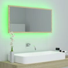 Vidaxl Kopalniško ogledalo LED sonoma hrast 90x8,5x37 cm iverna pl.