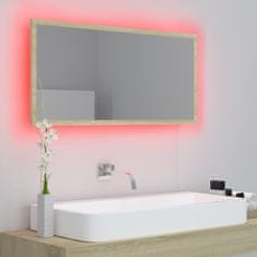 Vidaxl Kopalniško ogledalo LED sonoma hrast 90x8,5x37 cm iverna pl.