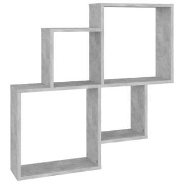 Vidaxl Stenska polica kockasta betonsko siva 80x15x78,5 cm inž. les