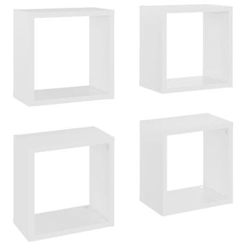 Vidaxl Stenske police kockaste 4 kosi bele 26x15x26 cm