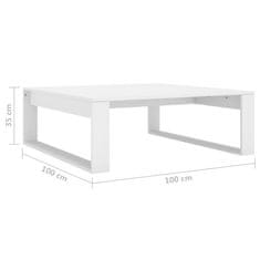 Vidaxl Klubska mizica bela 100x100x35 cm iverna plošča