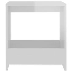 Vidaxl Stranska mizica visok sijaj bela 50x26x50 cm iverna plošča
