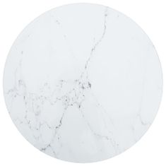Vidaxl Mizna plošča bela Ø30x0,8 cm kaljeno steklo z marmorjem