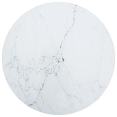 Vidaxl Mizna plošča bela Ø50x0,8 cm kaljeno steklo z marmorjem