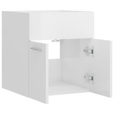Vidaxl Omarica za umivalnik visok sijaj bela 41x38,5x46 cm iverna pl.