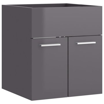Vidaxl Omarica za umivalnik visok sijaj siva 41x38,5x46 cm iverna pl.