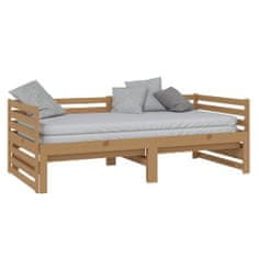 Greatstore Izvlečna dnevna postelja medeno rjava borovina 2x(90x200) cm