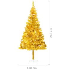 Vidaxl Umetna novoletna jelka s stojalom zlata 240 cm PET