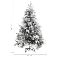 Vidaxl Novoletna jelka s snegom in storži 150 cm PVC in PE