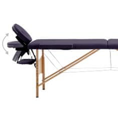 Vidaxl Zložljiva masažna miza 2-conska les vijolična