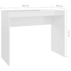shumee Pisalna miza visok sijaj bela 90x40x72 cm iverna plošča