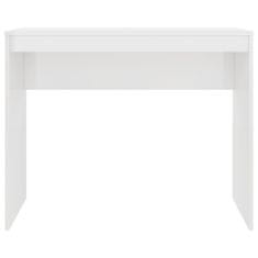 shumee Pisalna miza visok sijaj bela 90x40x72 cm iverna plošča