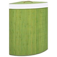 Greatstore Kotna košara za perilo iz bambusa zelena 60 L