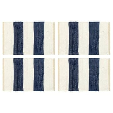 Vidaxl Pogrinjki 4 kosi Chindi črte modri in beli 30x45 cm