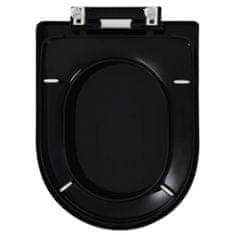 Greatstore WC deska s počasnim zapiranjem hitra namestitev črna
