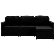 Greatstore Trosed modularni kavč z ležiščem črn iz blaga