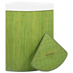 Greatstore Kotna košara za perilo iz bambusa zelena 60 L